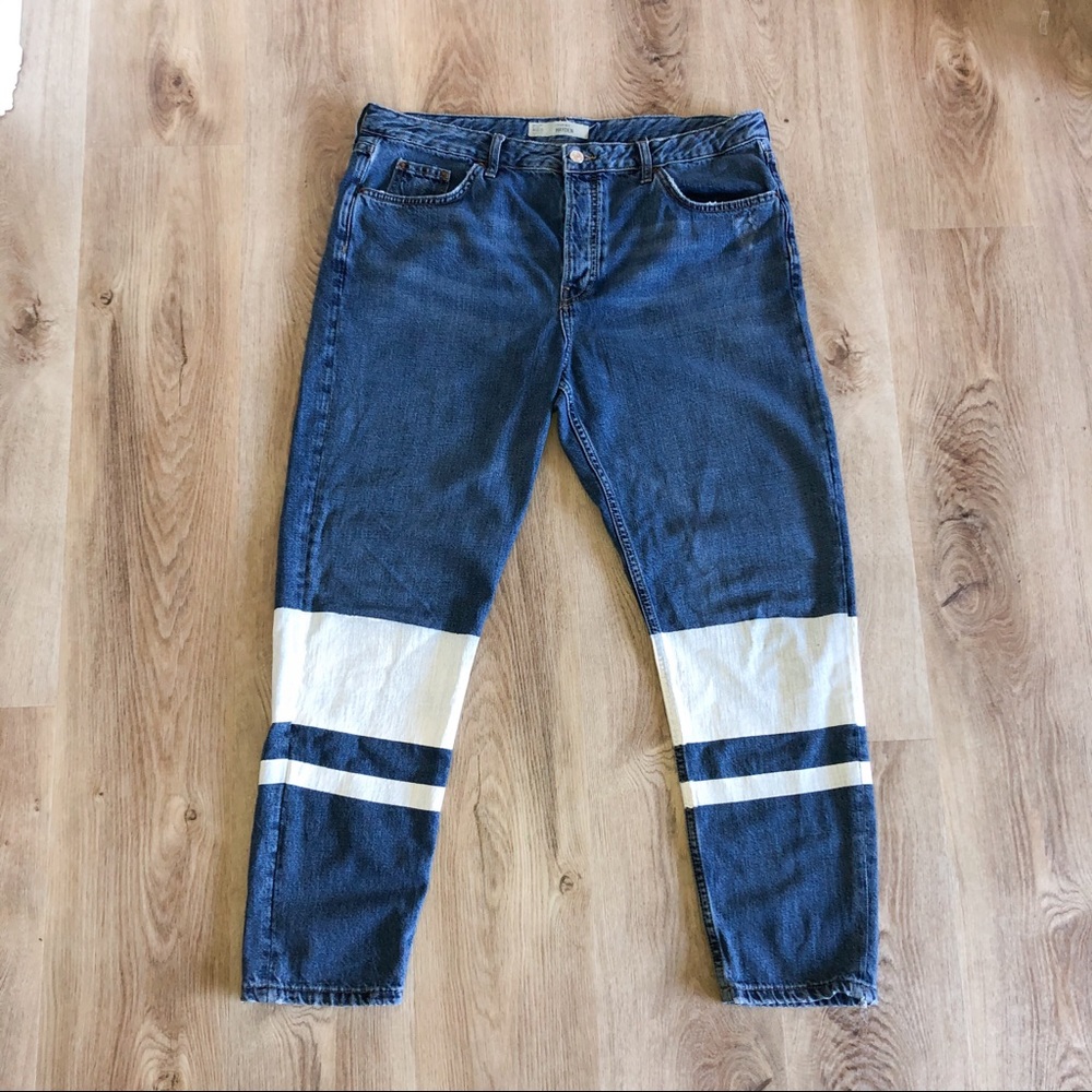 TOPSHOP WHITE PAINT CROPPED JEANS